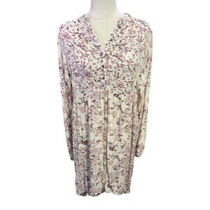 New Knox Rose XS Midi Dress Floral Cottagecore Long Sleeve Pink Beige Flowy
